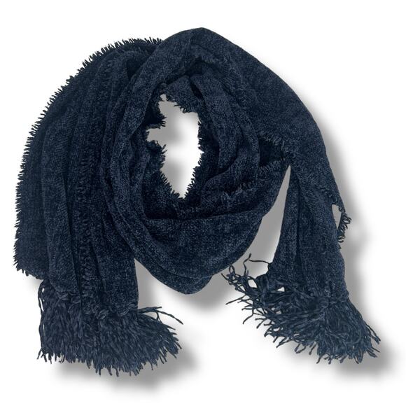 NEW Macy's Style & Co Navy Blue Chenille Winter Scarf Plush Soft Warm Unisex NWT - Picture 3 of 12